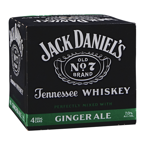 JACK DANIELS GINGER ALE & WHISKEY RTD 4PK 12OZ